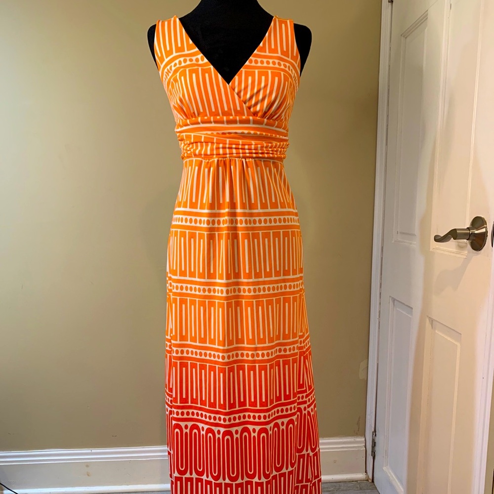JUDE CONNALLY "Lisa" Geometric Ombra Orange Summer Dress Sz S Resort Beach Vacay